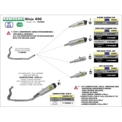 Terminale Pro-Race nichrom Dark"" Kawasaki NINJA 400 2018 2020