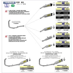 Kit completo COMPETITION EVO" con dBKiller con fondello carby" Yamaha YZF R3 2017 2018