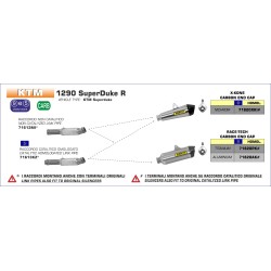Raccordo centrale non catalitico KTM 1290 SuperDuke 2014 2016