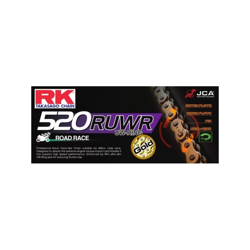CATENA RK GB520 RUW-R con UW-Ring passo 520 RACING 122 maglie per moto stradali fino 600cc