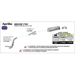 ARROW TERMINALI STREET THUNDER ALLUMINIO FONDELLO CARBONIO per APRILIA SHIVER 750 10/17 COMPLETO DI RACCORDO!