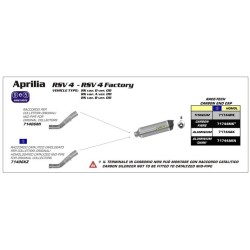 ARROW TERMINALE RACE TECH ALLUMINIO FONDELLO CARBY per APRILIA RSV4 / FACTORY 09/15 TUONO V4 R 11/15 + RACCORDO RACING