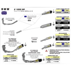 TERMINALE ARROW RACE TECH ALLUMINIO FONDELLO CARBY per BMW S1000RR 2015 OMOLOGATO